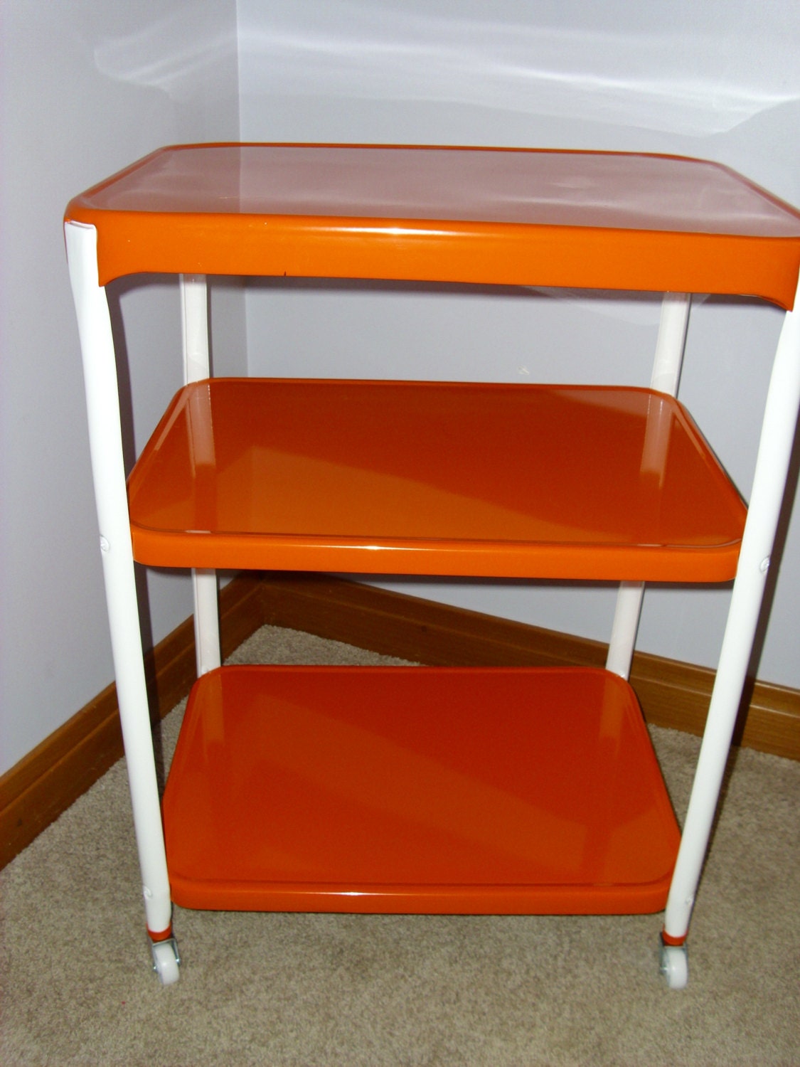Vintage Orange Restored COSCO 3 tier Utility Cart by RetroCosco