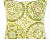 18x18 Throw Pillow Cover Lime Green Teal Taupe Geometric Home Decor Decorative Green Tea