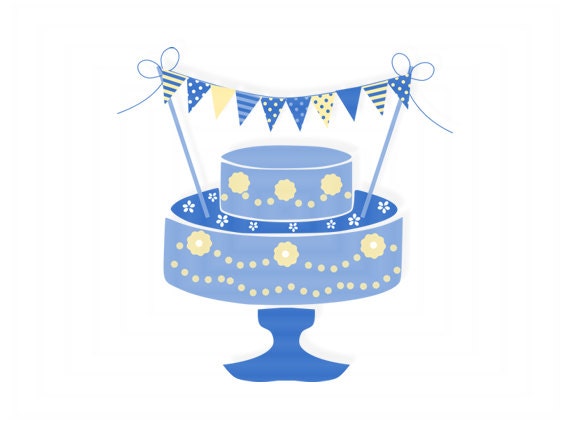 PDF printable blue mini cake banner cake decoration birthday party printables DIY party supplies instant download Il_170x135