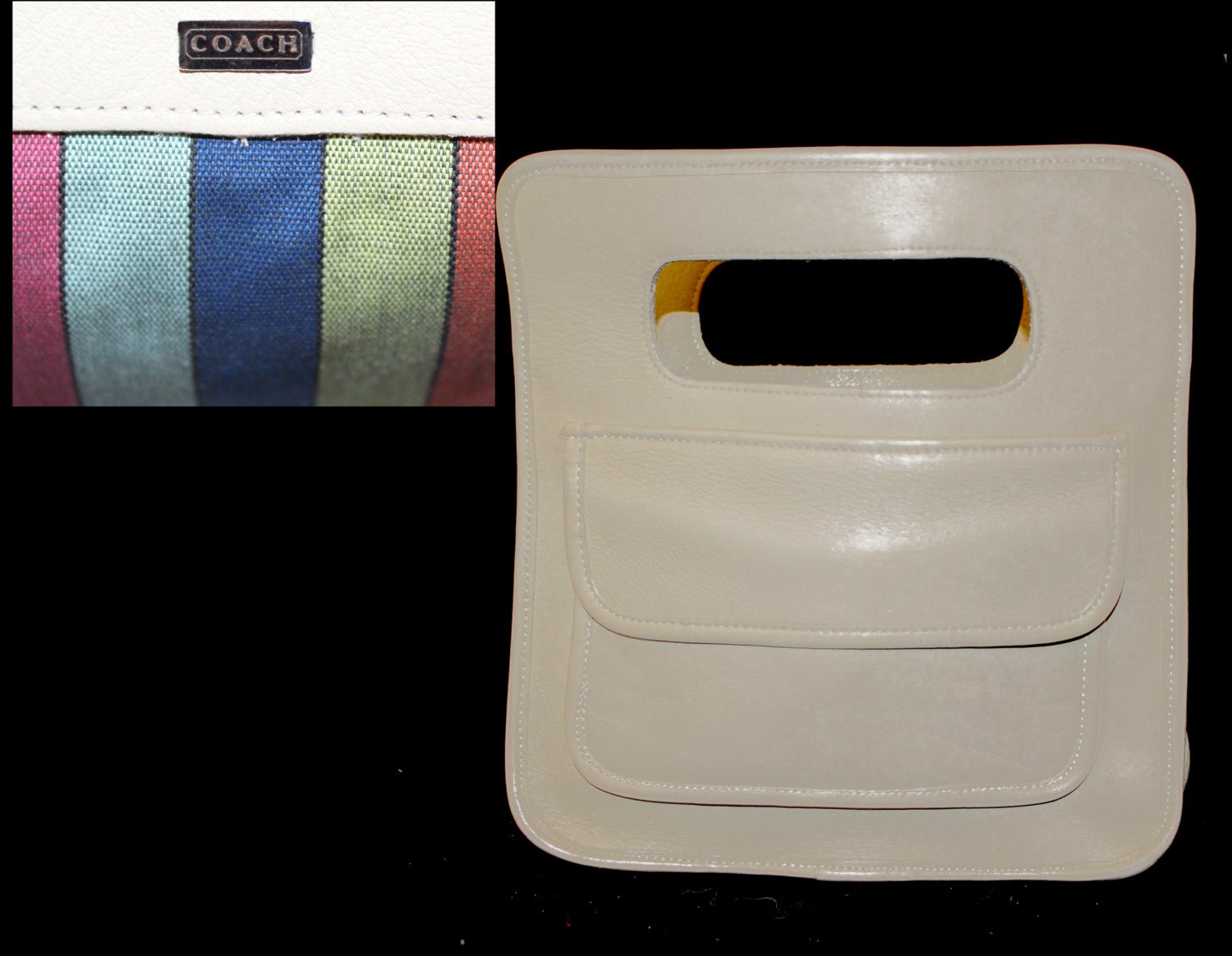 Collectors- Early COACH Bonnie Cashin Attachette 1960s purse stripe lining