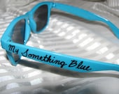 Pair of blue personalized sunglasses for wedding day/My Something Blue