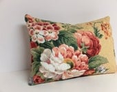 Yellow Floral Pillow . Vintage Braemore Fabric . Shabby Chic . Yellow Pillow . French Country . Lumbar Pillow . Housewares . Home Decor