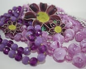 Lot of Lavendar Purple Vintage Jewelry, Wearable Necklaces, Flower Brooch, Earrings