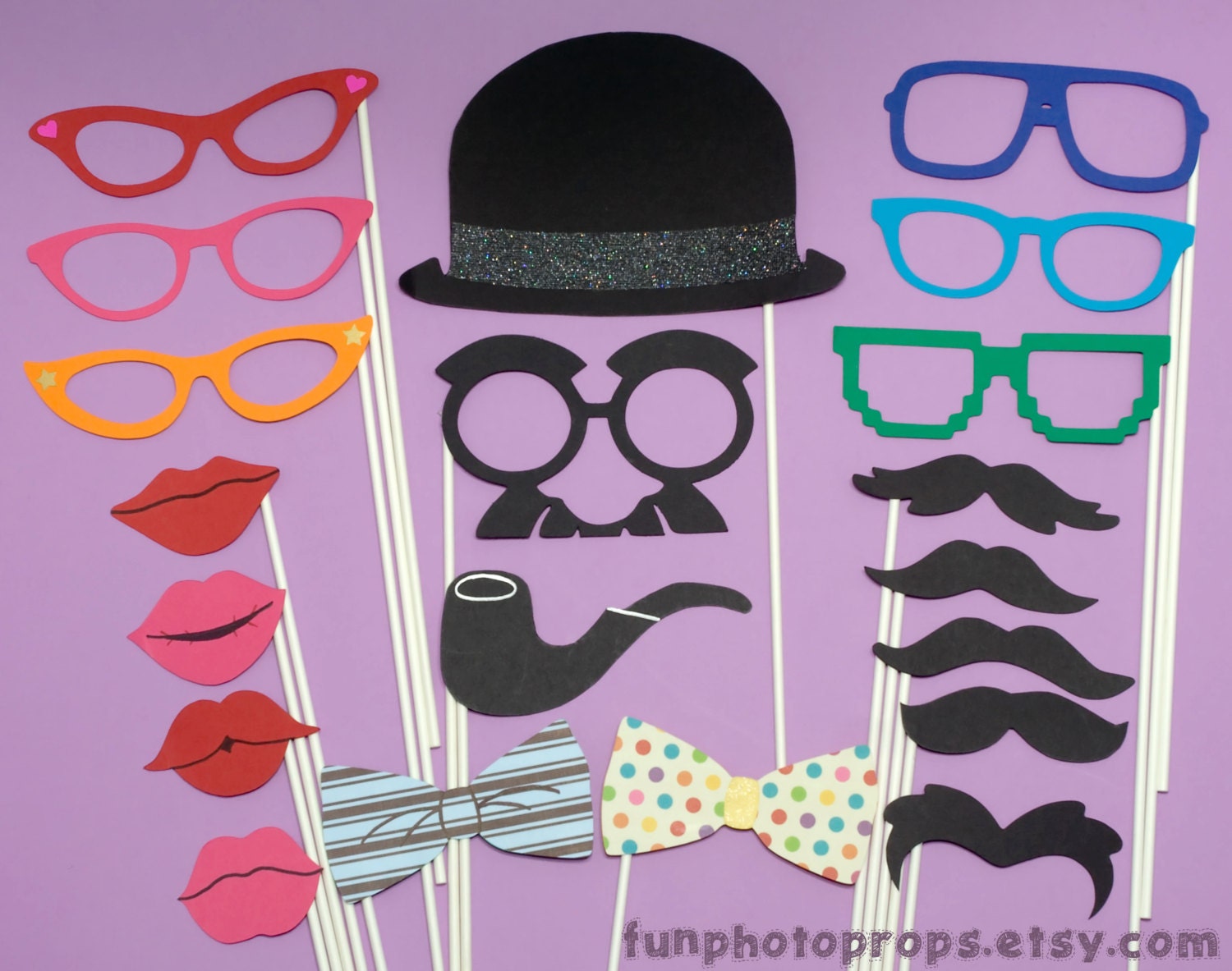 20 piece Photo booth Prop Set - Photo Booth Props - Wedding Photobooth Props (D) Il_170x135