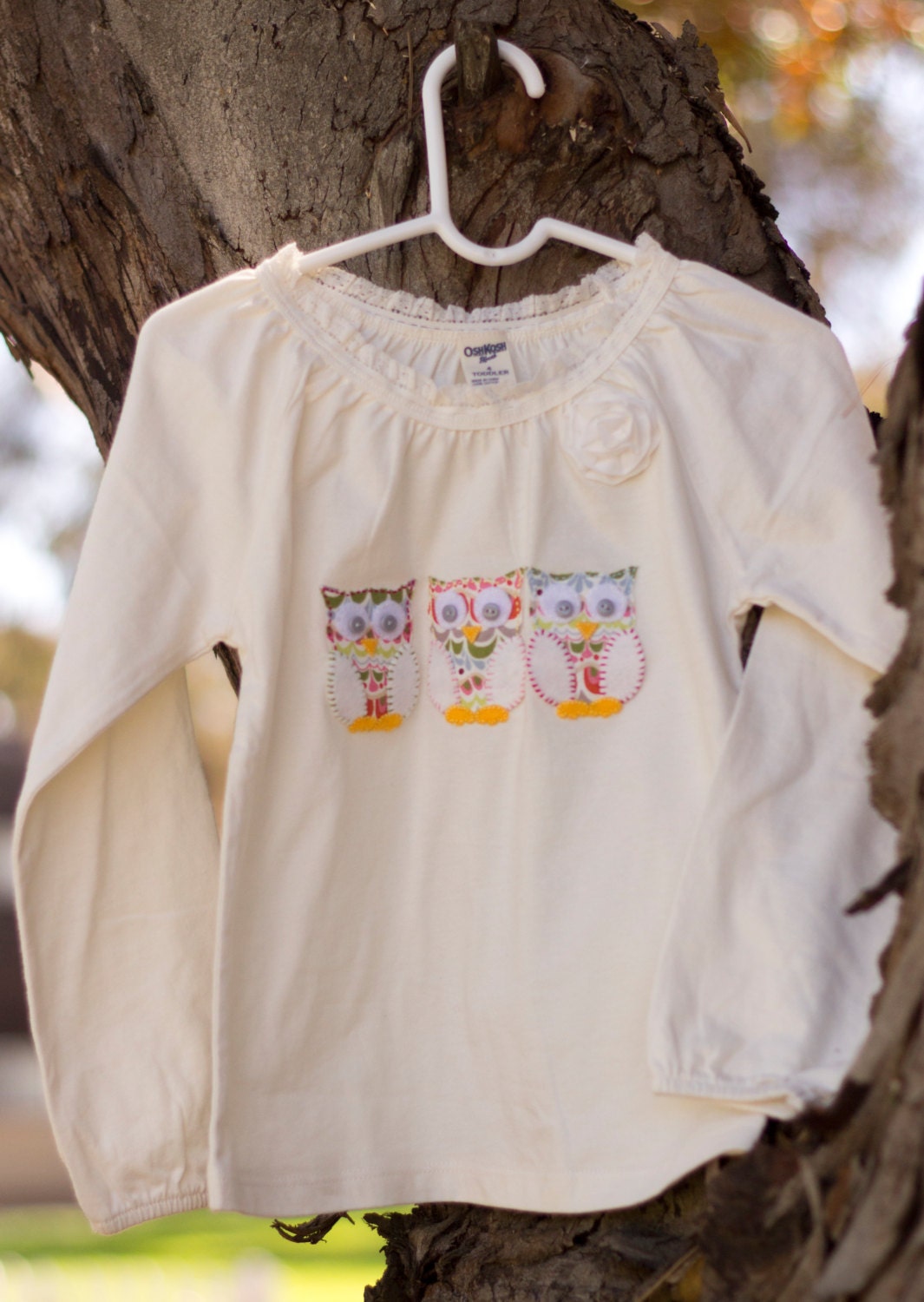 Hand-Embroidered Applique Owl Shirt