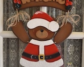 Christmas Santa Claus Outfit for Welcome Bear, Handmade, Home Decor, Door Hanger, Seasonal, Holiday