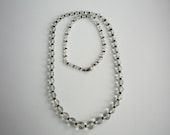 Vintage Faceted Crystal Graduated Bead Necklace with Black Jet Spacers made in Czechoslovakia