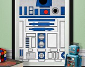 R2D2 Art Print, Star Wars Poster, Jedi, Sith, Geeky, Printable, Digital Download, Light Saber, Grunge, Robots, Movies