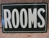 Vintage Metal ROOMS Sign -  Antique Old Store Business Signs Primitive Shabby 7787