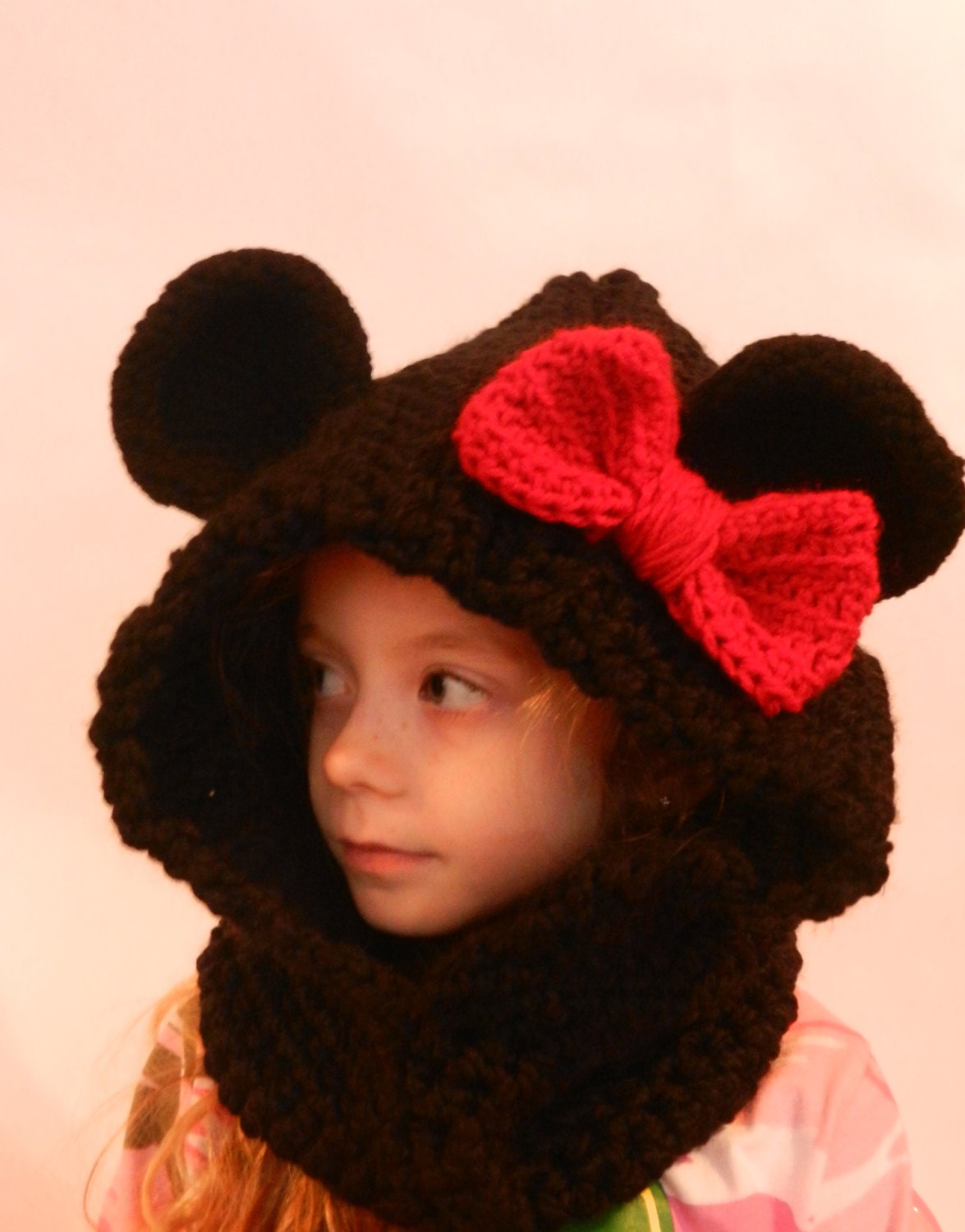 Adult Minnie Mouse Inspired Baylie Bear Cowl