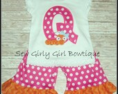 APPLIQUED Letter Caterpillar Shirt and Ruffled Outfit Set Shorties Capris Pants up to sz 5 listing only