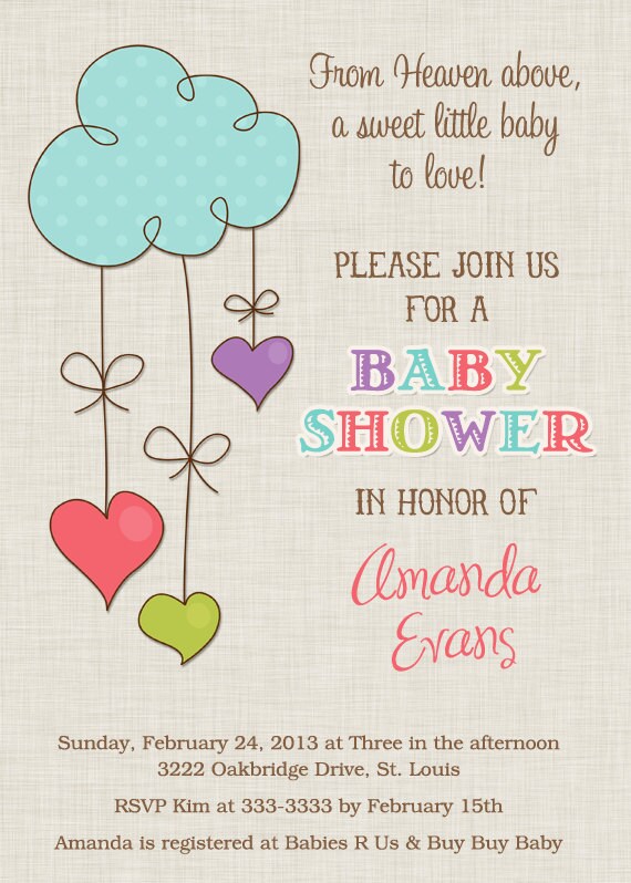Hearts from Heaven Baby Shower Invitation - Printable Il_570xn
