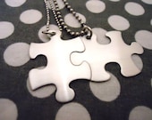 Non-Customizable Stainless Steel Puzzle Piece Necklace Set -  Ships in 1 business day