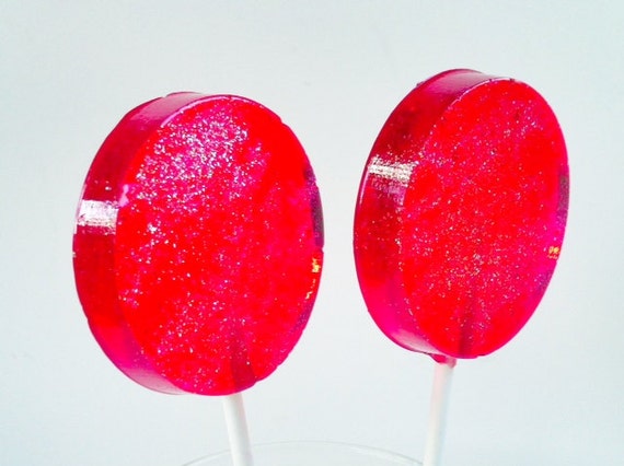 Items Similar To Red Candy Lollipops, Bright Red Hard Candy, Heart Tags ...