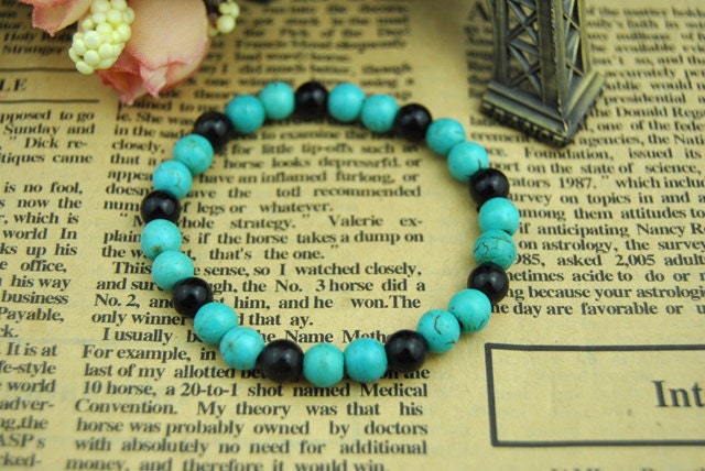 Green&Black  Bead Bracelet, Turquoise Bracelet,Women's Bracelet,The best gift-C1068