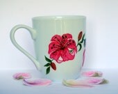 Hand Painted Coffee Mug - Pink Lilies- Mother's Day Gift