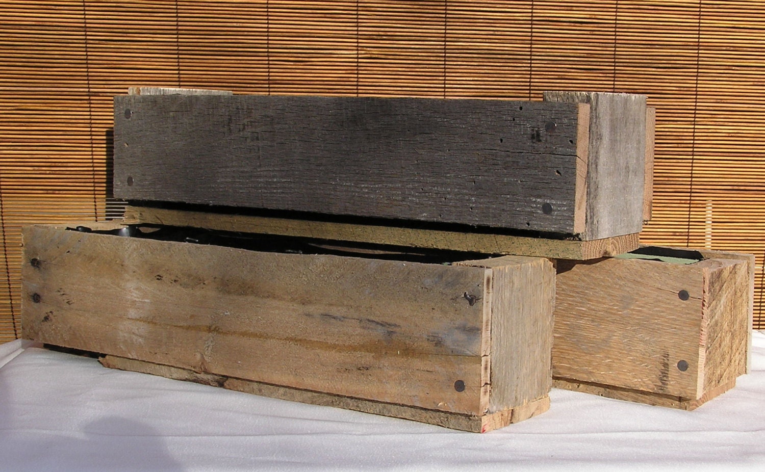 Handmade Reclaimed Wood Planter, Display Box, Centerpiece.