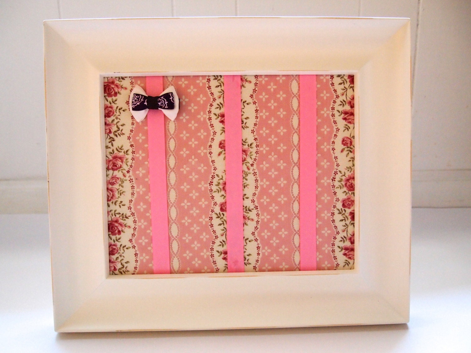 Hair Clip Holder and Organizer - White Wooden Frame