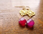 Purple Gold Filigree Earrings Indian Oriental jewelry Purple Filigree Jewelry