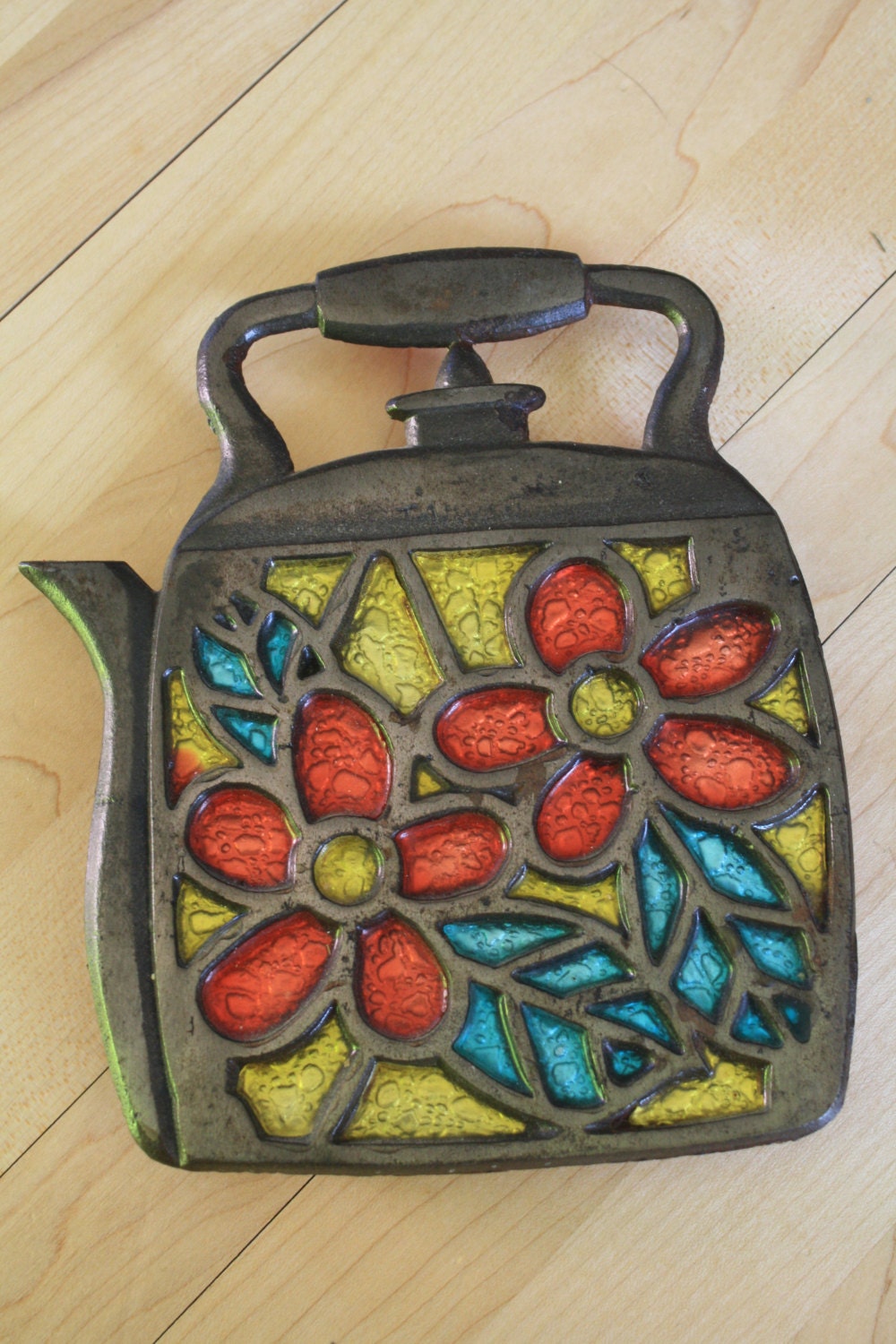 Cast Iron Trivet Hot Plate Tea Kettle with Stain by NikkisFunFinds