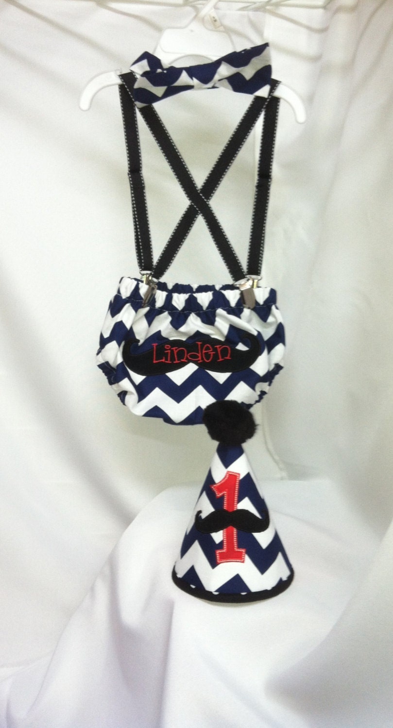 Custom Boys Birthday Suit with Diaper Cover, Suspenders, Hat, and Bow Tie (OTHER COLORS AVAILABLE)
