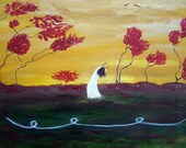 Original 11x14 Modern African American abStract figurative landscape painting Canvas ART