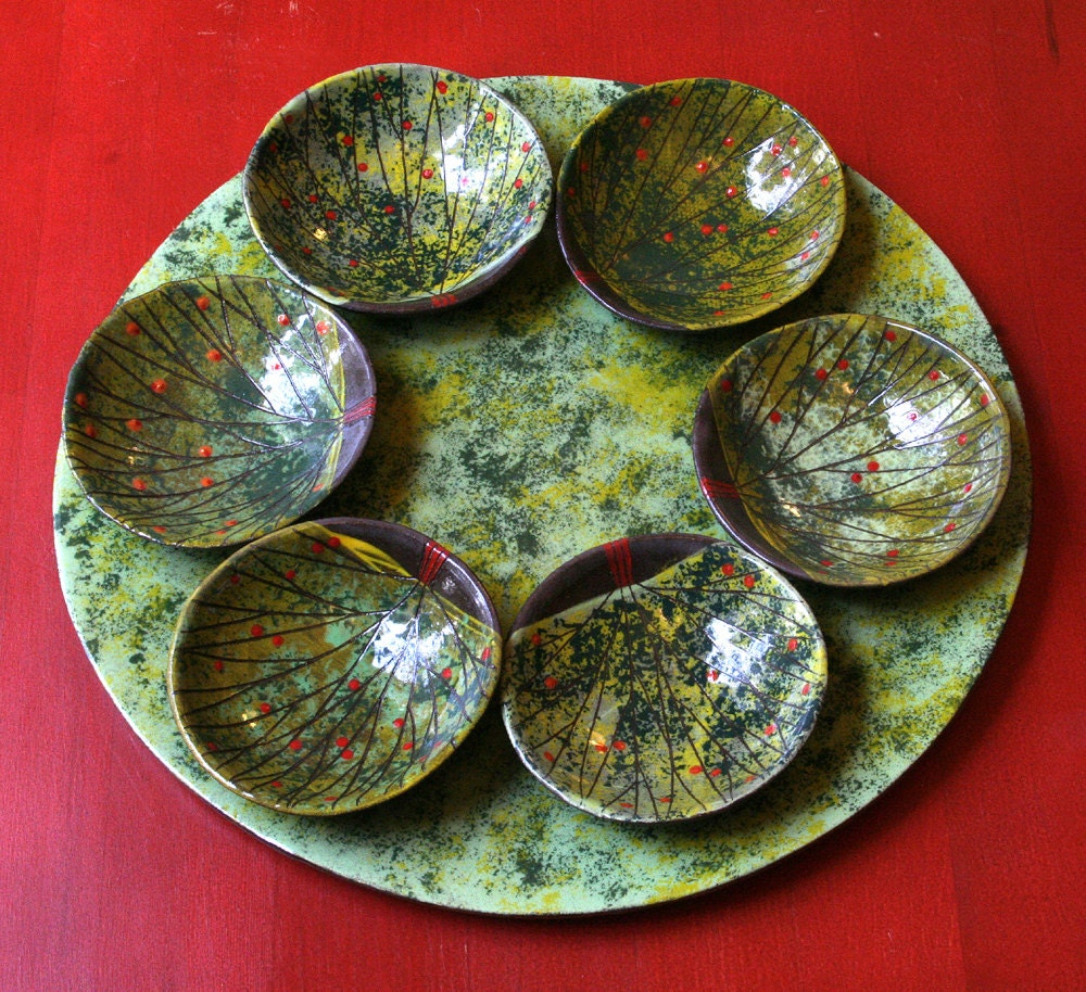 Items similar to Ceramic Passover Seder Plate / Hors d' Oeuvres Serving Plate on Etsy