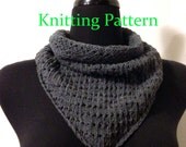 Knitting Pattern for Mesh Lace Triangular Shawlette or Bandana Scarf, Tommy Gun Shawlette PDF File Instant Download