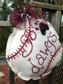 Mississippi State Burlap Baseball Door Hanger, or any team
