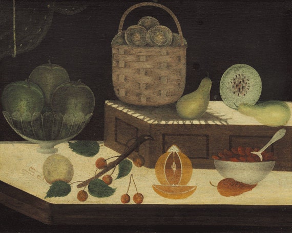 Still life print painting print Victorian art Vintage prints Old Prints Antique fruit art Home decor 8x10 print