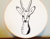 Deer head embroidery - Wall Art - Doe
