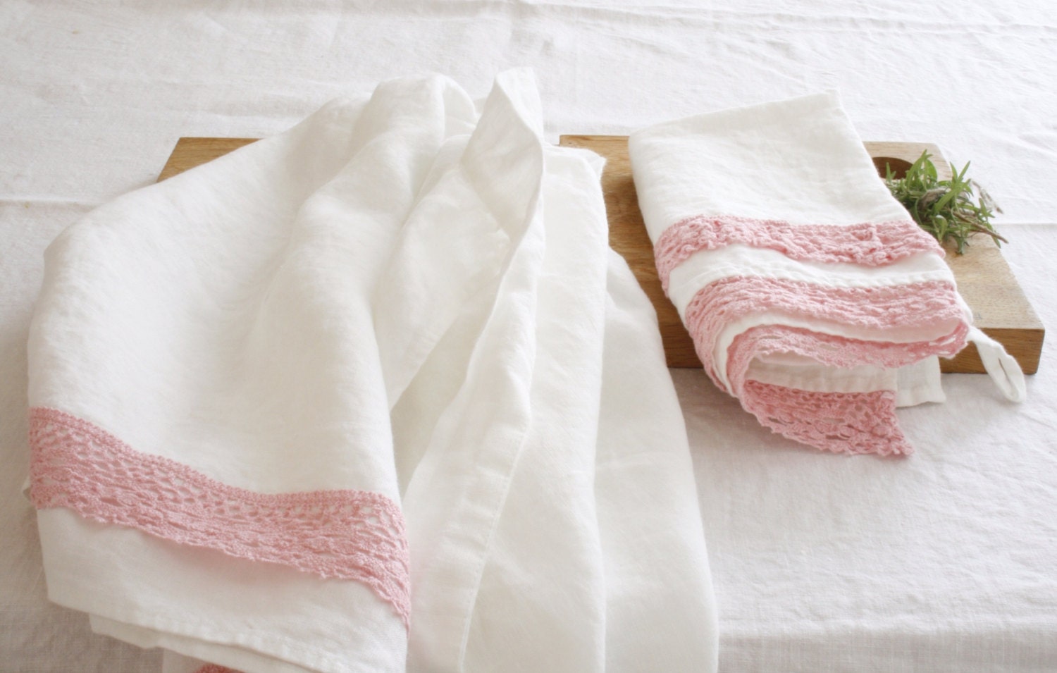 Pure Linen Apron with french lace ,  linen  apron dress, made by mooshop