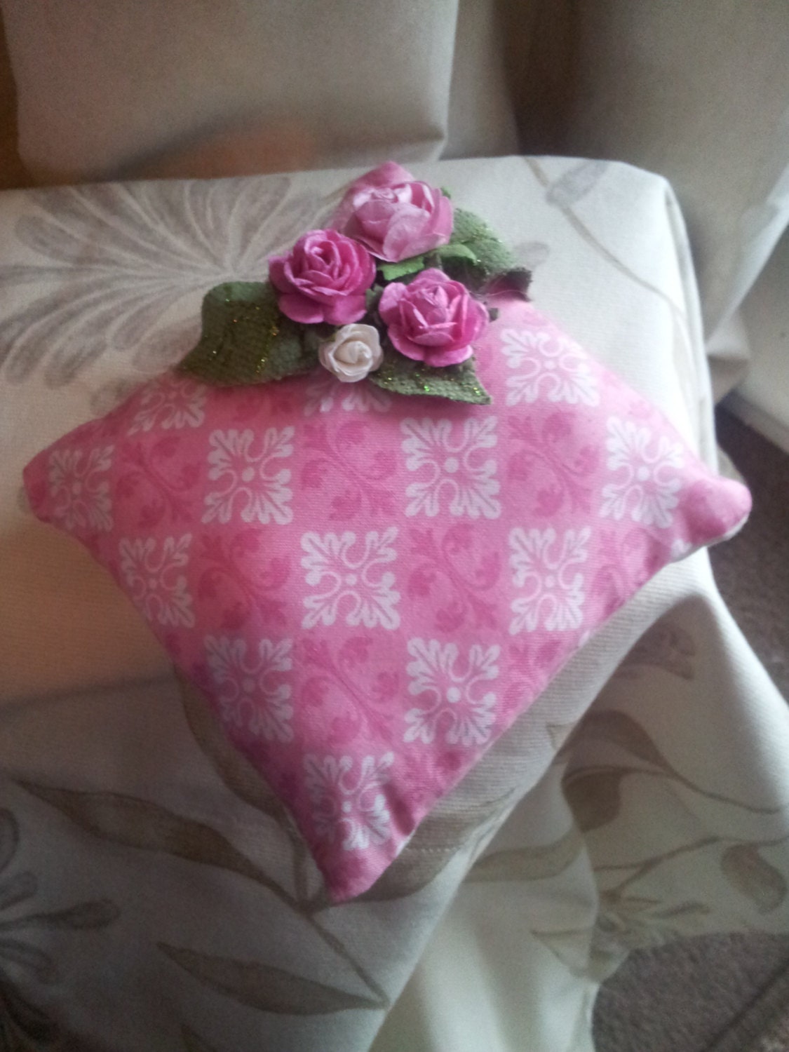 Gorgeous Pink Decorative Pin Cushion By Handmade Little Creations