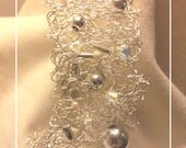 Wire Mesh Cuff Bracelet - Funky Swarkovski Wire Art Jewellery Bracelet