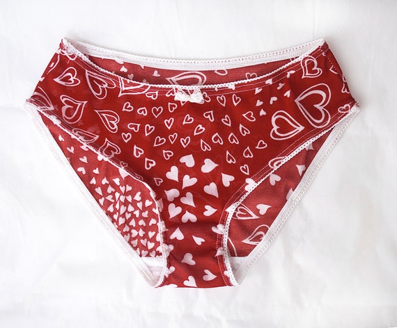 Heart Me White Hearts On Red Sheer Panties By Tatianasthreads