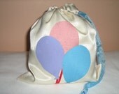 Happy Birthday Gift Bag -Bouquet of Pastel Party Balloons Design - 9.5 x 8.5 - Handmade & Reusable - Free Shipping