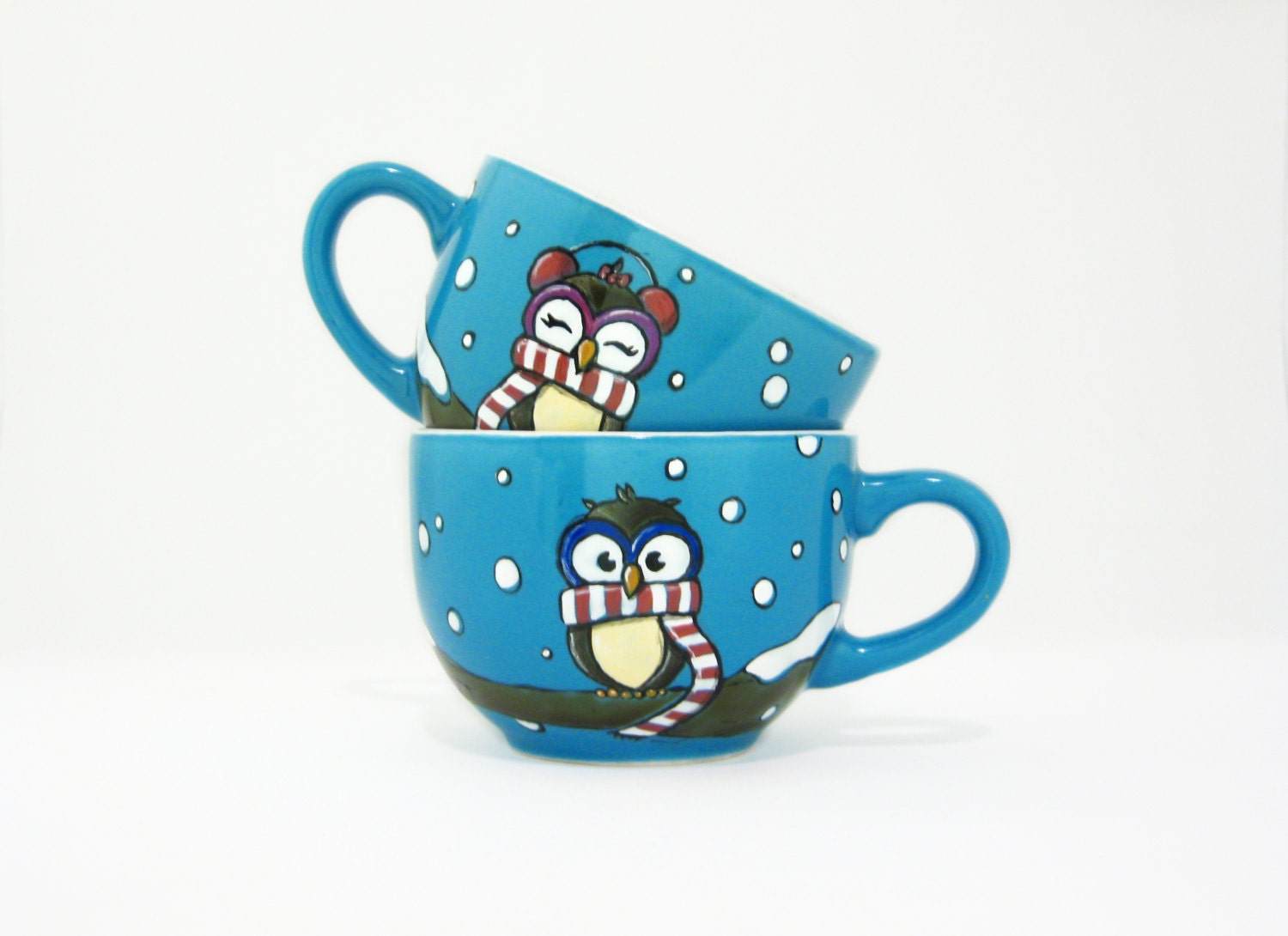 Chilly owls - Espresso cups - His&hers - hand painted in Italy - vitaminaeu
