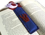 blue bookmark with little fish of lilac and purple felt fabric
