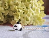 Panda necklace, Black and white animal pendant, Panda head pendant, Little Cute Panda, Kawaii, Girl Jewelry