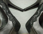 OOAK Lace and Satin Pewter Pumps FREE SHIPPING Heels Size 8.5