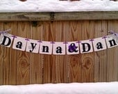 Bridal Shower Decoration Wedding decoration Wedding banner custom names & Colors Engaged Party Banner Engagement announcement photo prop