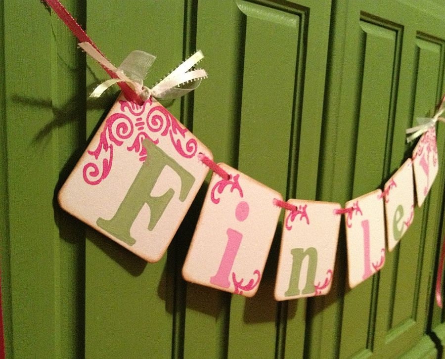 Personalized Name banner room sign decoration nursery letters m2m colors of bedding photo prop