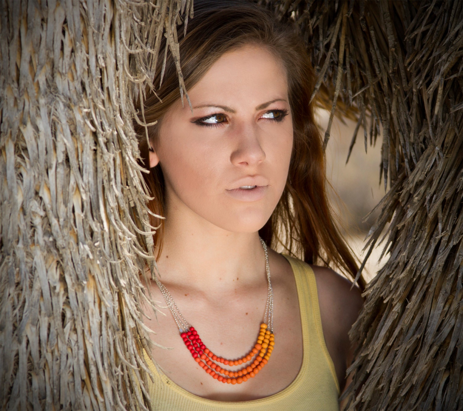 20% Charity / Ombre Bib Statement Necklace / Custom Sunset Beads / Silver Plated