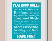 Playroom Rules Poster Artwork 8x10 Art Print  Cute Playroom Art Bedroom Artwork