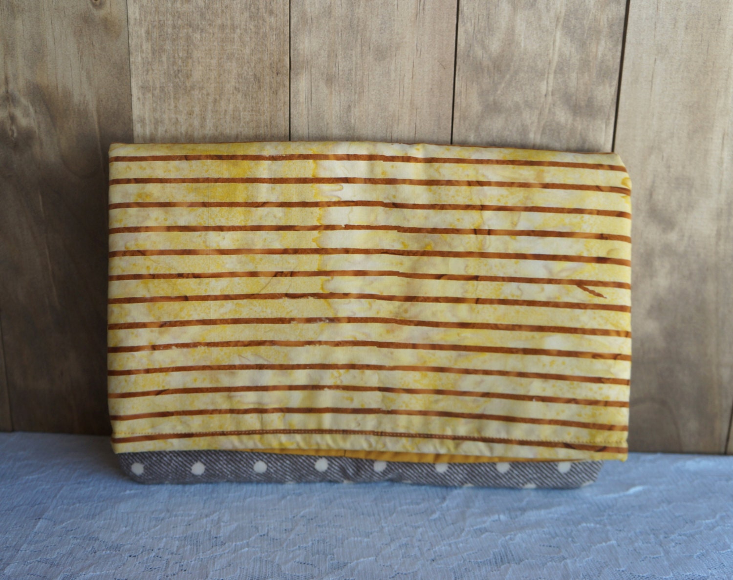 Foldover Clutch, Bag, Totes, HoneyBee, Yellow, Mustard, Brown, Tan, Orange, Stripes, Polka Dots