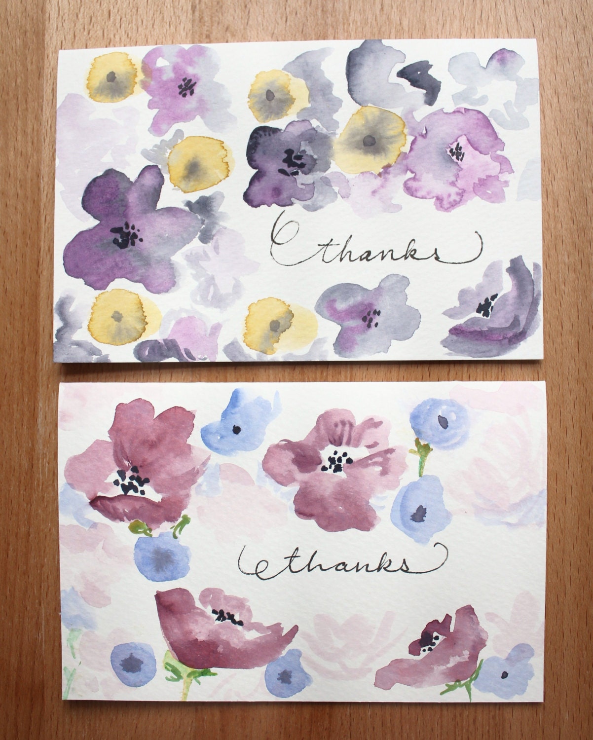 Custom Watercolor Thank You Card Design, Hand Painted Watercolor Wedding Paper Goods, DIY Wedding Paper Goods
