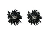 Black Gemstone Shoe Clips. Black Beaded Shoe Clips. Black Shinning Shoe Clips. - ChristyNgShoes