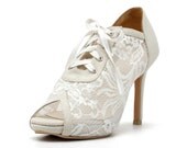 Custom Made Wedding Ankle Boots, Custom Made Bridal Shoes, Custom Made Wedding Shoes, Lace Oxford Wedding Booties, Lace Oxford Bridal Shoes
