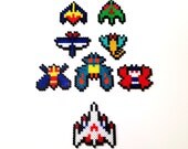 Galaga Perler Bead Sprites (Set of 8)