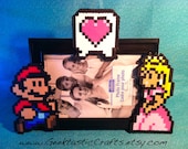 Mario and Peach Couple Heart Perler Frame (5x7) Picture Frame